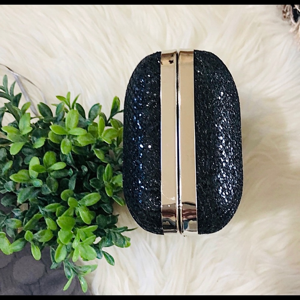 CRYSTAL ENCRUSTED EVENING BAG beaded EVENING BAG black w chain TIMELESS CLASSIC - Picture 10 of 10